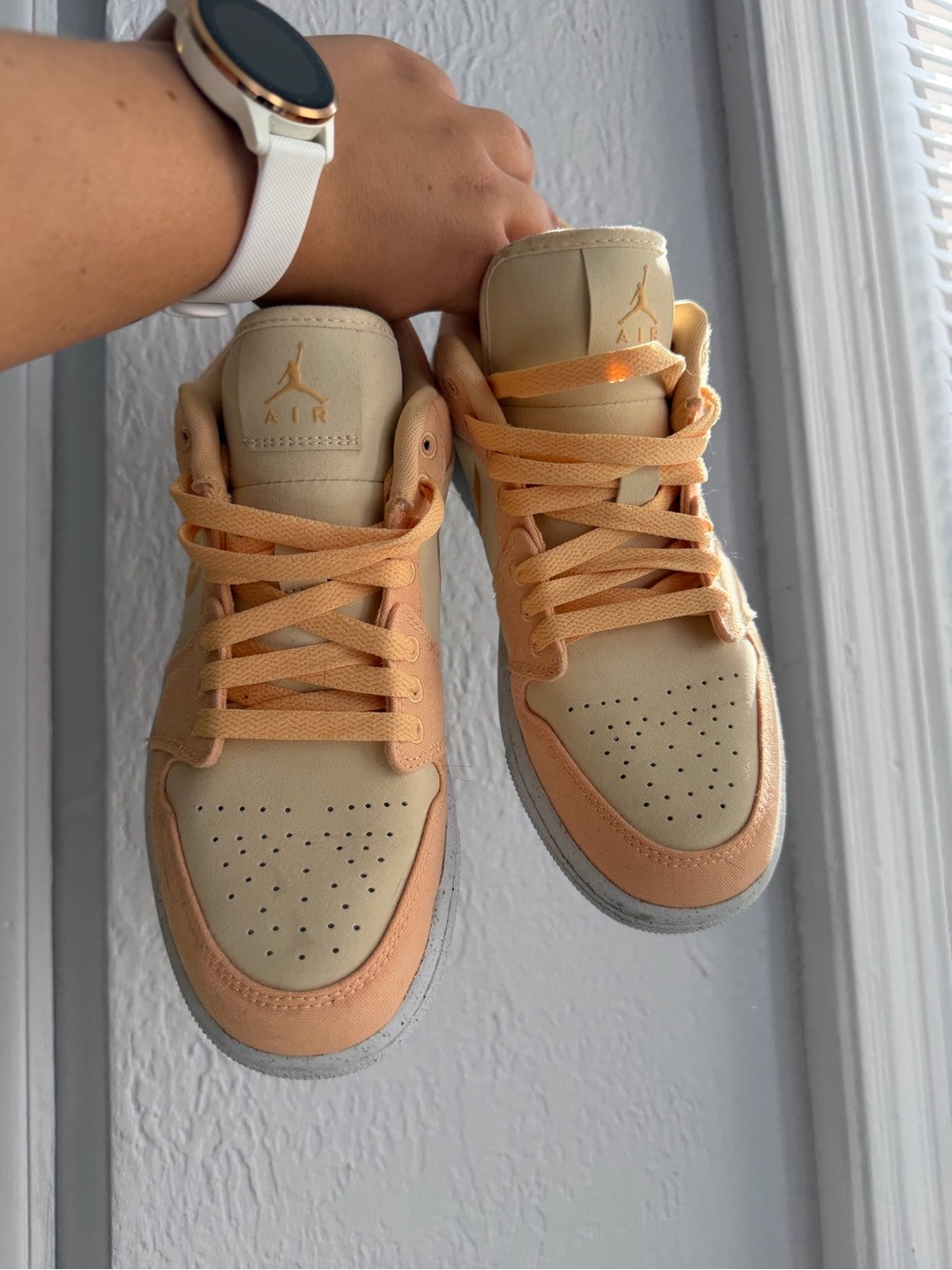 Nike Dunks Women's Peach and Beige Mid-Top Sneakers
